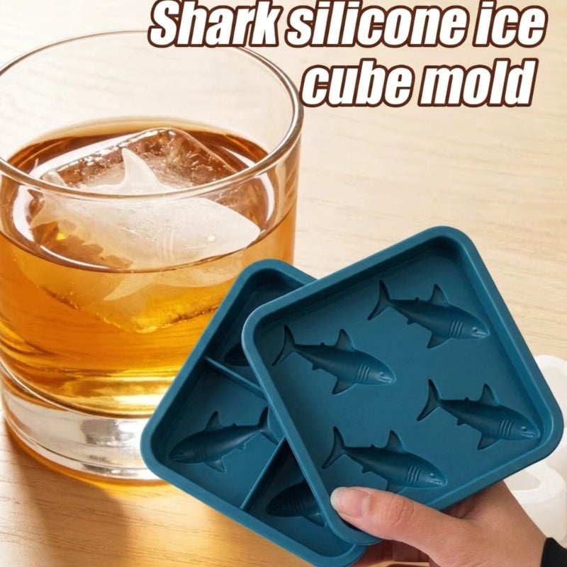 2PCS Shark Shape Silicone Ice Cube Mold 3D Easy Release Tray - Image 2
