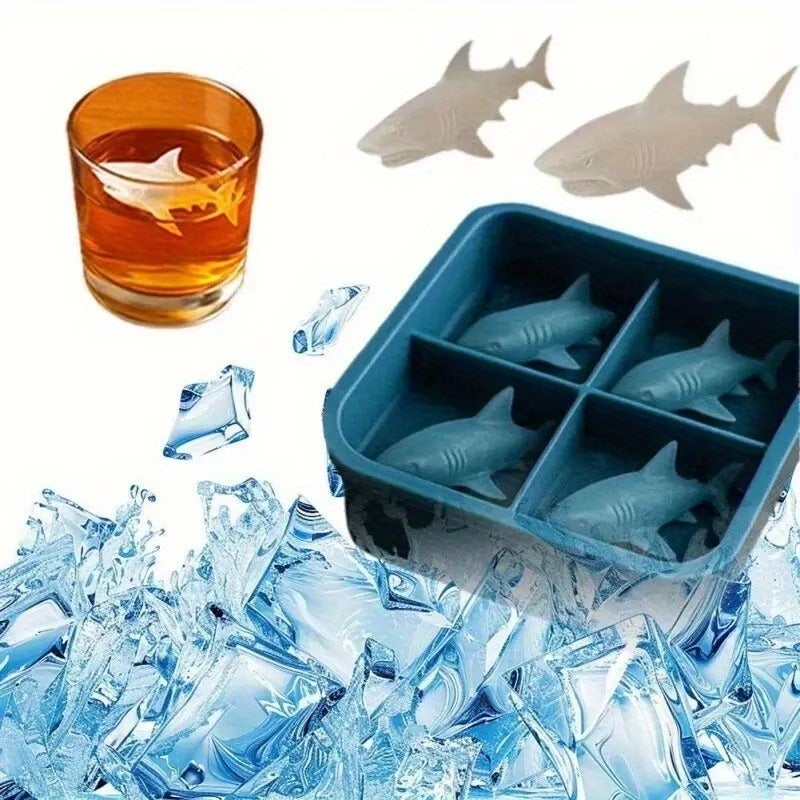 2PCS Shark Shape Silicone Ice Cube Mold 3D Easy Release Tray - Image 1