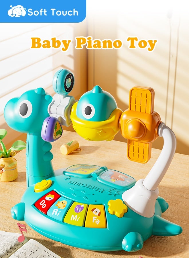 سوفت تاتش لعبة موسيقية للأطفال الصغار، لعبة مضيئة، لوحة مفاتيح موسيقية للأطفال مع رف ألعاب، ألعاب مونتيسوري تعليمية مبكرة للأطفال، لعبة مونتيسوري تنموية للأطفال من عمر 18 شهرًا فما فوق (أخضر) - Image 1