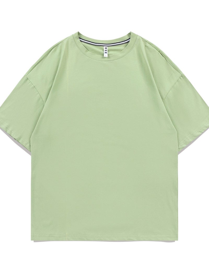 Ice Silk Oversized Short-Sleeve Round Neck T-Shirt with Print for Couples, Korean Style, Loose and Trendy Ice Porcelain Cotton, Cross-Border - Image 5