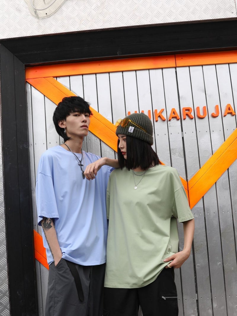 Ice Silk Oversized Short-Sleeve Round Neck T-Shirt with Print for Couples, Korean Style, Loose and Trendy Ice Porcelain Cotton, Cross-Border - Image 3
