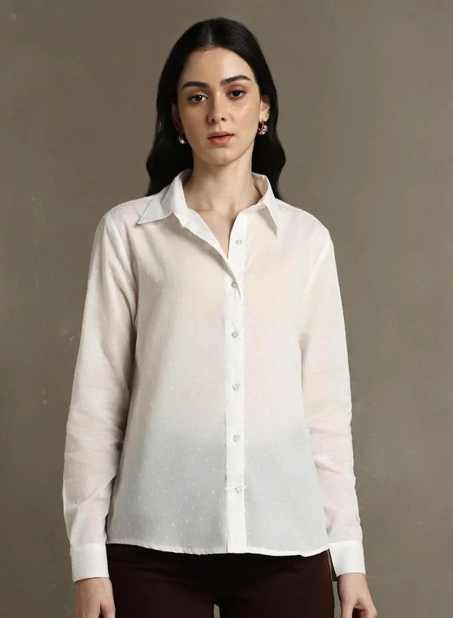 Dennis Lingo Dennis Lingo Textured Cotton Casual Shirt with Spread Collar