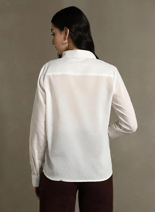 Dennis Lingo Dennis Lingo Textured Cotton Casual Shirt with Spread Collar