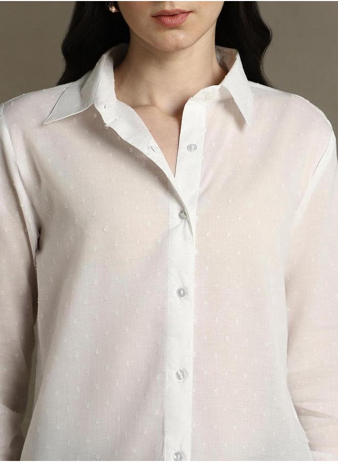 Dennis Lingo Textured Cotton Casual Shirt with Spread Collar by Styli  - Image 4