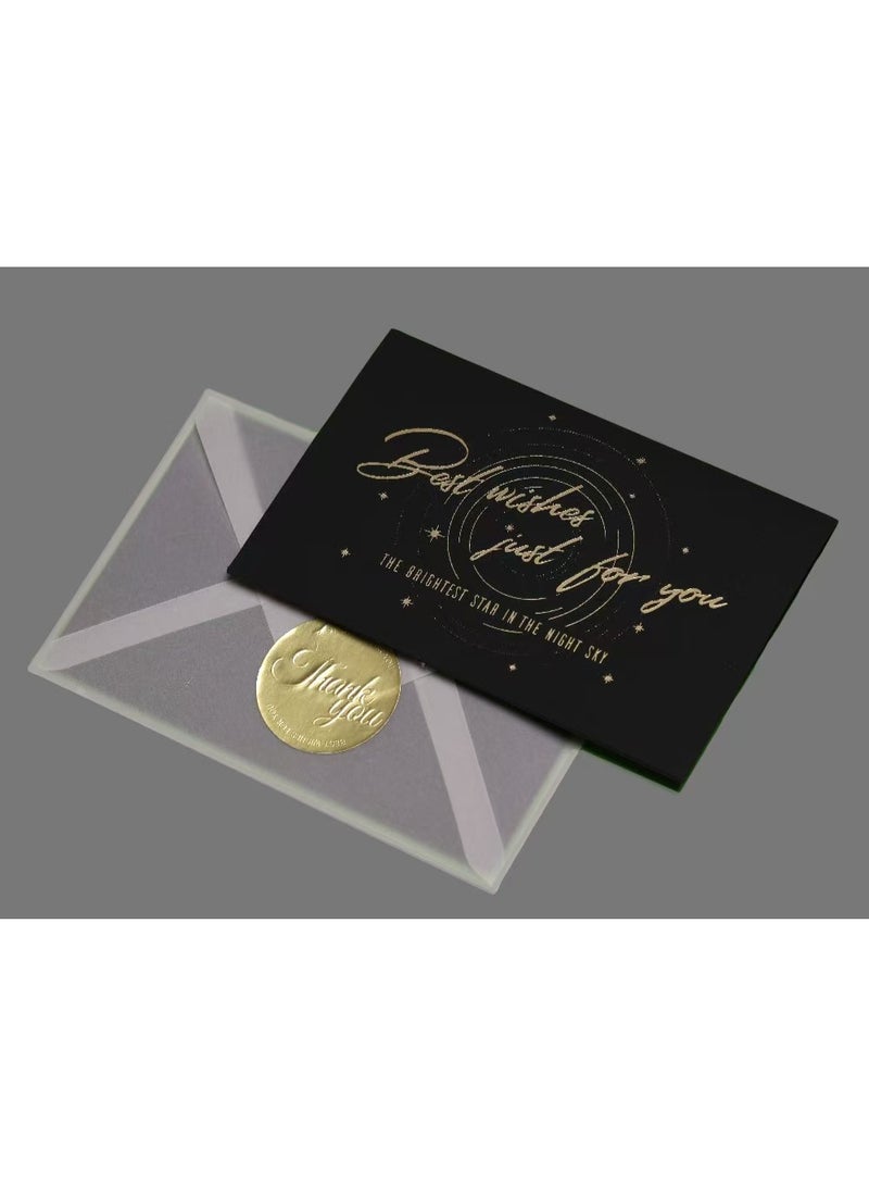 Best wishes just for you card, a gift card that combines black and gold elements, has a unique design, and comes with a blessing message. It also includes a blank notepad card, as well as a paper-based envelope and sealing sticker (size: 13.5 x 9 cm / 5.1 x 3.54 inches). - Image 1
