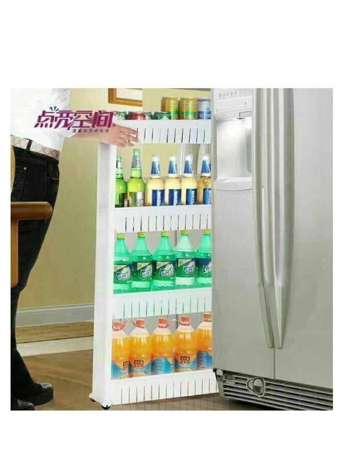 4-Tier Kitchen Stand with Wheels - Organize Your Kitchen Easily and Safely off-white X - Image 1