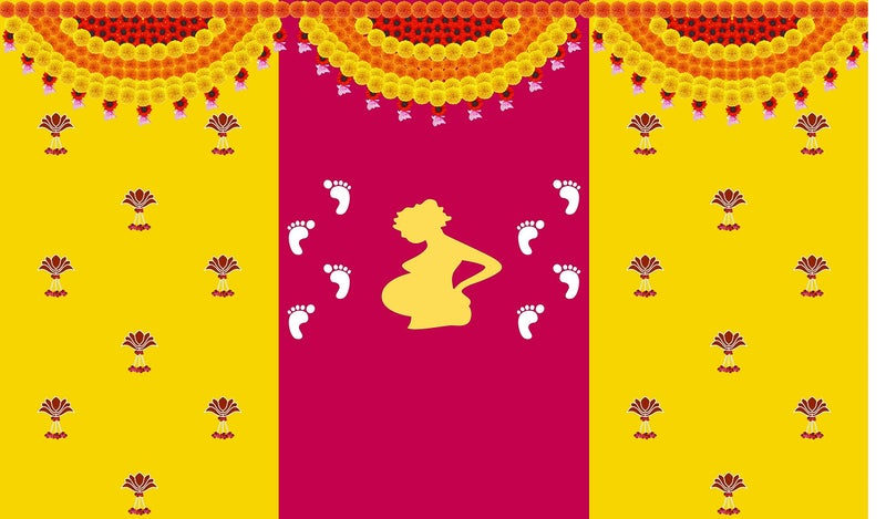 Backdropon Baby Shower Design Backdrop for Baby Shower Godh Bharai Decoration Traditional/Background Curtain Cloth for Festival Size 3 Feet Height and 5 Feet Width(3 * 5) - Image 3