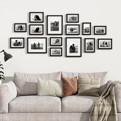 Venusmiles 15 Pack Picture Frames Collage Wall Decor Gallery Frame Set for Wall Mounting or Tabletop Display Multi Sizes Including 3pcs 8x10 6pcs 5x7 6pcs 4x6 Black - Image 3