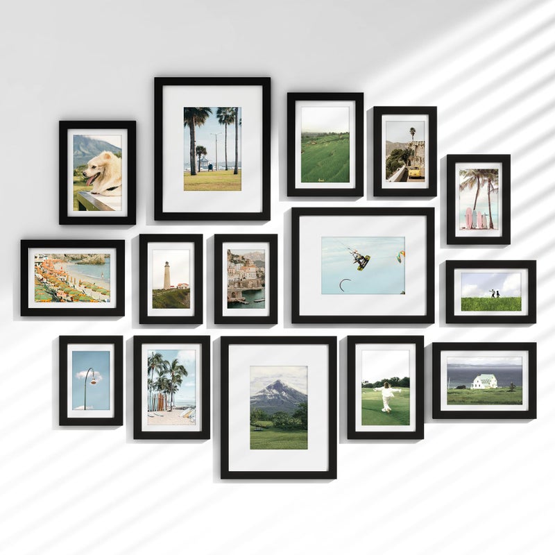 Venusmiles 15 Pack Picture Frames Collage Wall Decor Gallery Frame Set for Wall Mounting or Tabletop Display Multi Sizes Including 3pcs 8x10 6pcs 5x7 6pcs 4x6 Black - Image 2