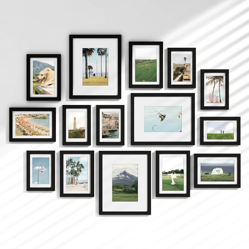 Venusmiles 15 Pack Picture Frames Collage Wall Decor Gallery Frame Set for Wall Mounting or Tabletop Display Multi Sizes Including 3pcs 8x10 6pcs 5x7 6pcs 4x6 Black - Image 1