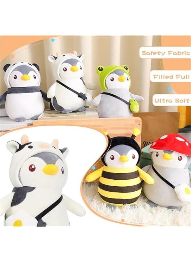 Cute Plush Penguin Stuffed Animal Pillow, 9.8 Soft Kawaii Penguin Plushies with Cow Outfit Gifts for Kids  - Image 4