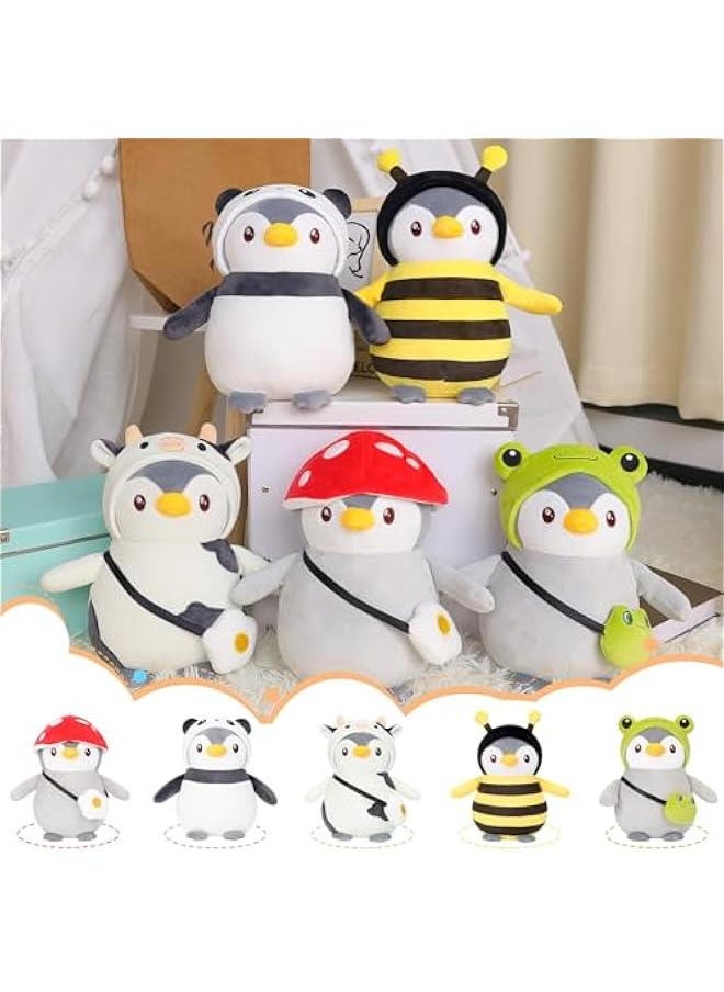 Cute Plush Penguin Stuffed Animal Pillow, 9.8 Soft Kawaii Penguin Plushies with Cow Outfit Gifts for Kids  - Image 5