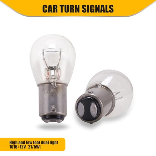GKmow 10 PCS Car Brake Bulb, 1016 12V 21/5W BAY15D High Low Foot Dual Beam Turning Light, Super Bright Light Tail Light Replacement, Universal Brake Marker Bulb for Most Cars (Transparent #01) - Image 2