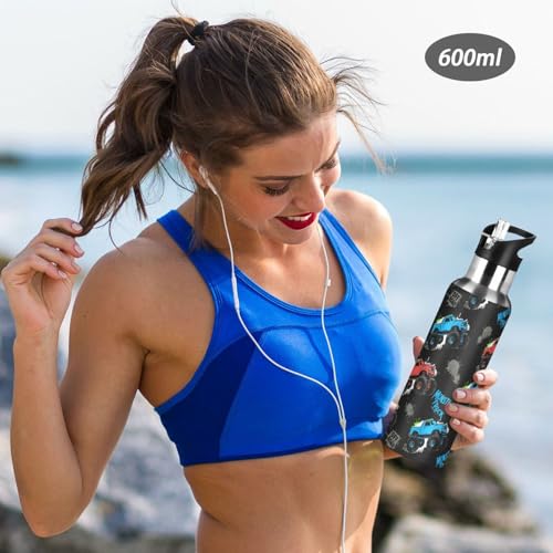 Wusikd Monster Truck Water Bottle with Straw Lid Double Wall Car Bottle Vacuum Insulated Flask Stainless Steel Water Bottle for Gym Outdoor 20 OZ - Image 5