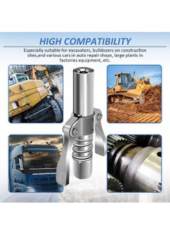 EKRASH eKRASH Grease Gun Coupler Strong Lock Release Grease Coupler10k12k PSI High Preasure Quick Release Metal Dual Handle Grease Gun Coupler 18 NPT Universal Grease Gun Fitting 12 000 PSI WITH PIPE  - Image 5