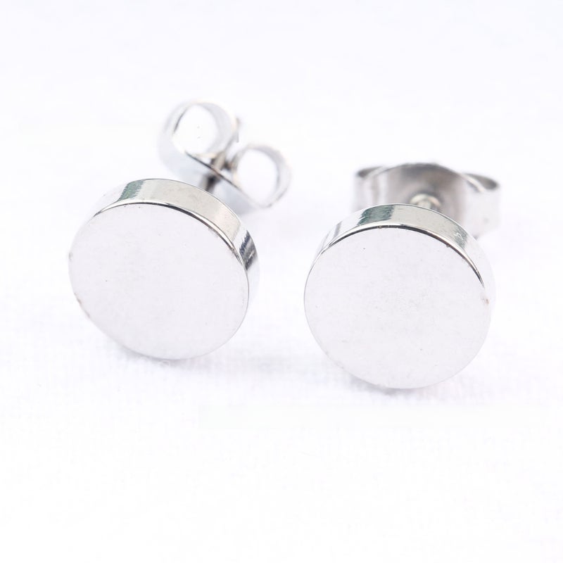 Fashion Titanium Barbell Earrings for Men and Women 8mm steel color one