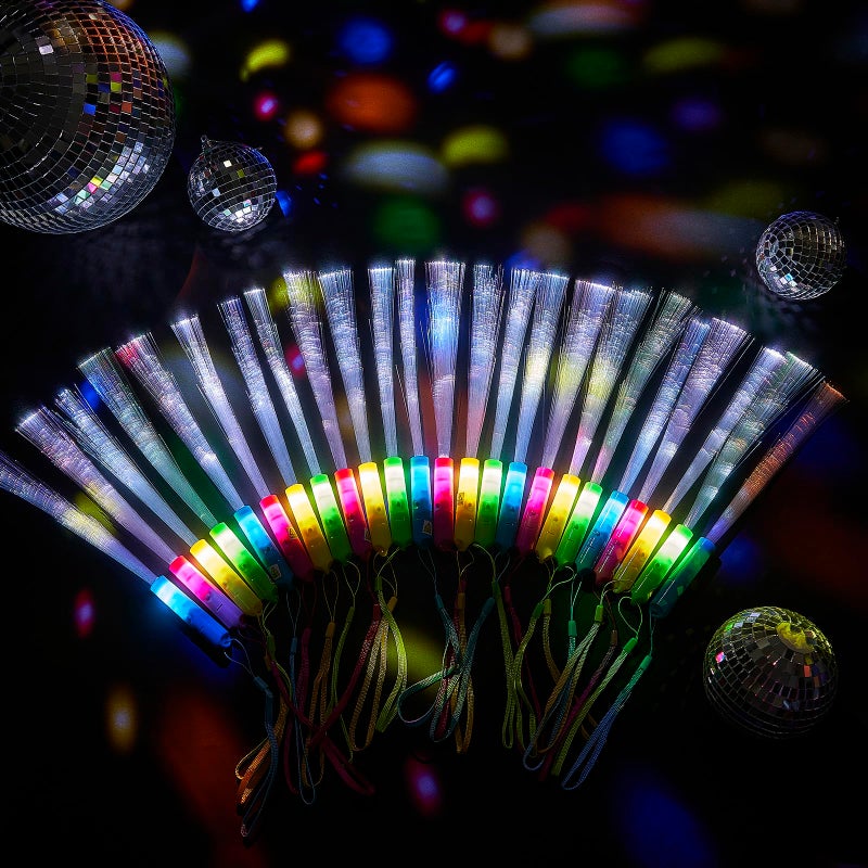 Zhanmai عصي الألياف المتوهجة المحدثة من زهانماي 24 قطعة عصي ضوء LED عصي الألياف الضوئية المتلألئة بالجملة لم favors حفلات الزفاف (متعددة الألوان) - Image 3