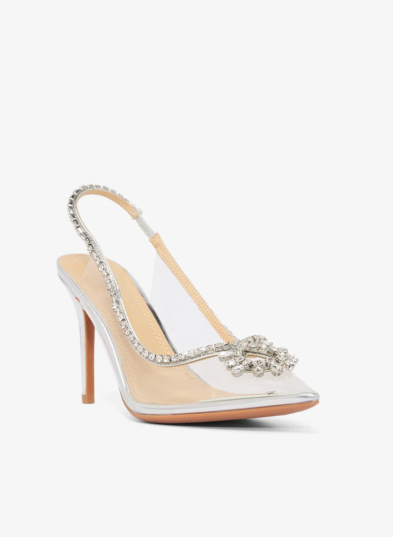 Ella Limited Edition Clear Transparent High Heel Stiletto Rhinestone Diamonte Embellished Pumps
