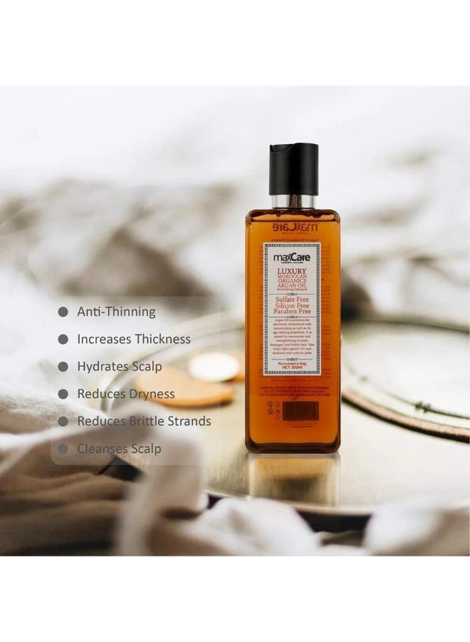 Max Care Shampoo with Organic Moroccan Argan Oil, Nourishing Formula, Free from Sulfates, Phosphates, and Parabens, 300ml - Image 2