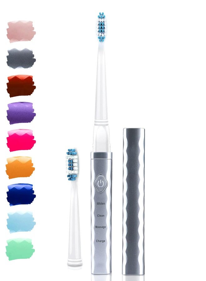 Pop Sonic USB Charge Anywhere Toothbrush(Silver) | Rechargeable Toothbrush w/Up to 40,000 Brush Strokes/Minute-Long-Lasting Dupont Nylon Bristles -Teens & Adult with Quadrant Pacer & Timer - Image 1