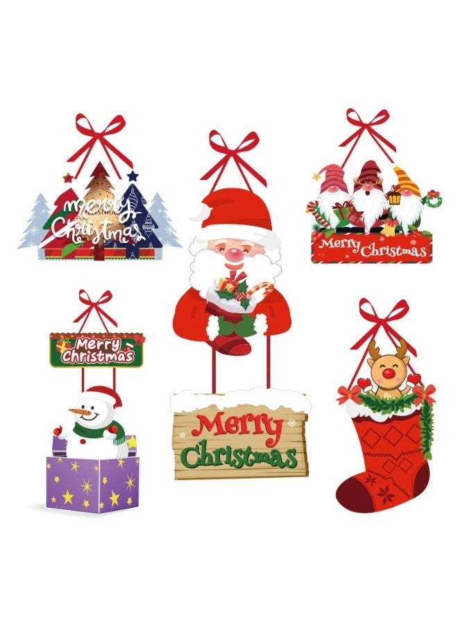 New Christmas Decoration Door Banner Door Hanging New Year's Party Christmas Hanging Snowman Christmas Tree Door Hanging (Set of 5)