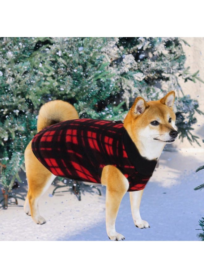 Rbenxia 4 Pieces Buffalo Plaid Dog Sweaters with Leash Ring Soft Fleece Vest Dogs Pullover Warm Jacket Pet Dogs Clothes Winter Dog Outfits for Small Puppy Cat Pets (Green, Blue, Grey, Red, Small) - Image 5