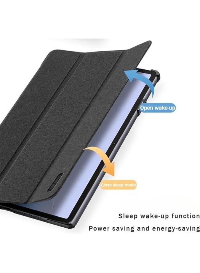 عام غطاء متوافق مع جهاز OnePlus Pad 2 بحجم 12.1 بوصة، الذي تم إصداره في عام 2024. الغطاء مصنوع من جلد PU الرفيع ويتميز بوظيفة الوقوف وحامل قابل للطي، ويحتوي على ميزة النوم/الاستيقاظ التلقائي. - Image 3