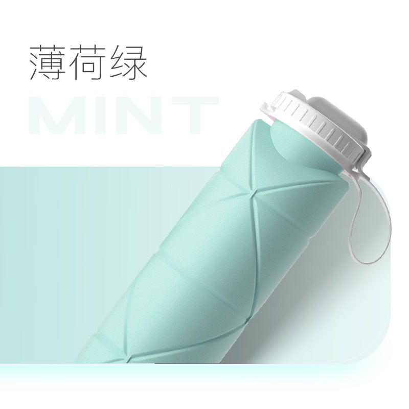 Straw silicone folding water Cup portable outdoor sports travel Cycling Bicycle kettle high temperature resistant creative Straw mint green