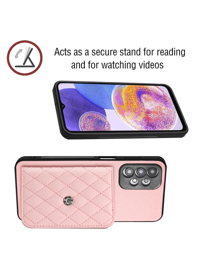 S-TOP Case For Samsung Galaxy A23 Rhombic Texture Card Bag RFID Phone Case with Long Lanyard - Image 4