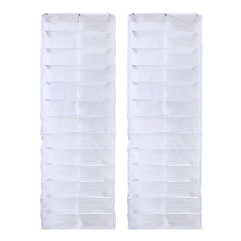 Over The Door Shoe Organizer 26 Pockets White Non Woven Fabric Storage Hanging Rack - Image 2
