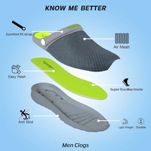 KazarMax Wanderer Grey Clogs Sandals for Men -9 UK - Image 2