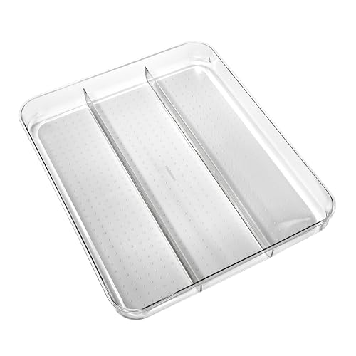 madesmart Utensil Tray - Large | Light Grey | Clear Soft Grip Collection | 3-compartment | Soft-grip Lining | Non-slip Feet | BPA-free - Image 3