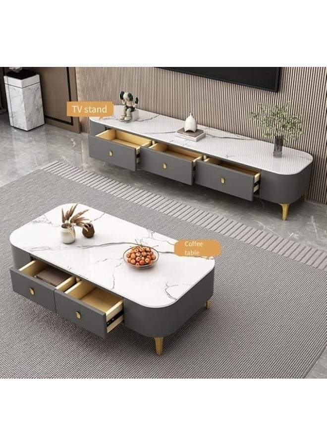 Coffee table floor modern home living room coffee table coffee table TV cabinet simple tempered glass small apartment soft package combination - Image 2