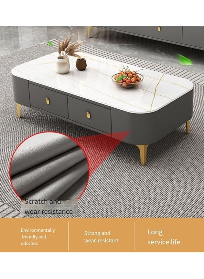 Coffee table floor modern home living room coffee table coffee table TV cabinet simple tempered glass small apartment soft package combination - Image 3