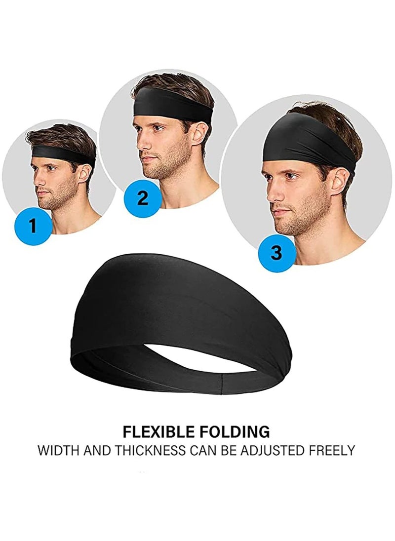 Goolsky 4 Pcs Headbands for Men & Women,Sport Workout Sweat Bands Headbands for Fitness,Running,Cycling,Travel, Moisture Wicking, Elastic Stretch(Black)  - Image 2