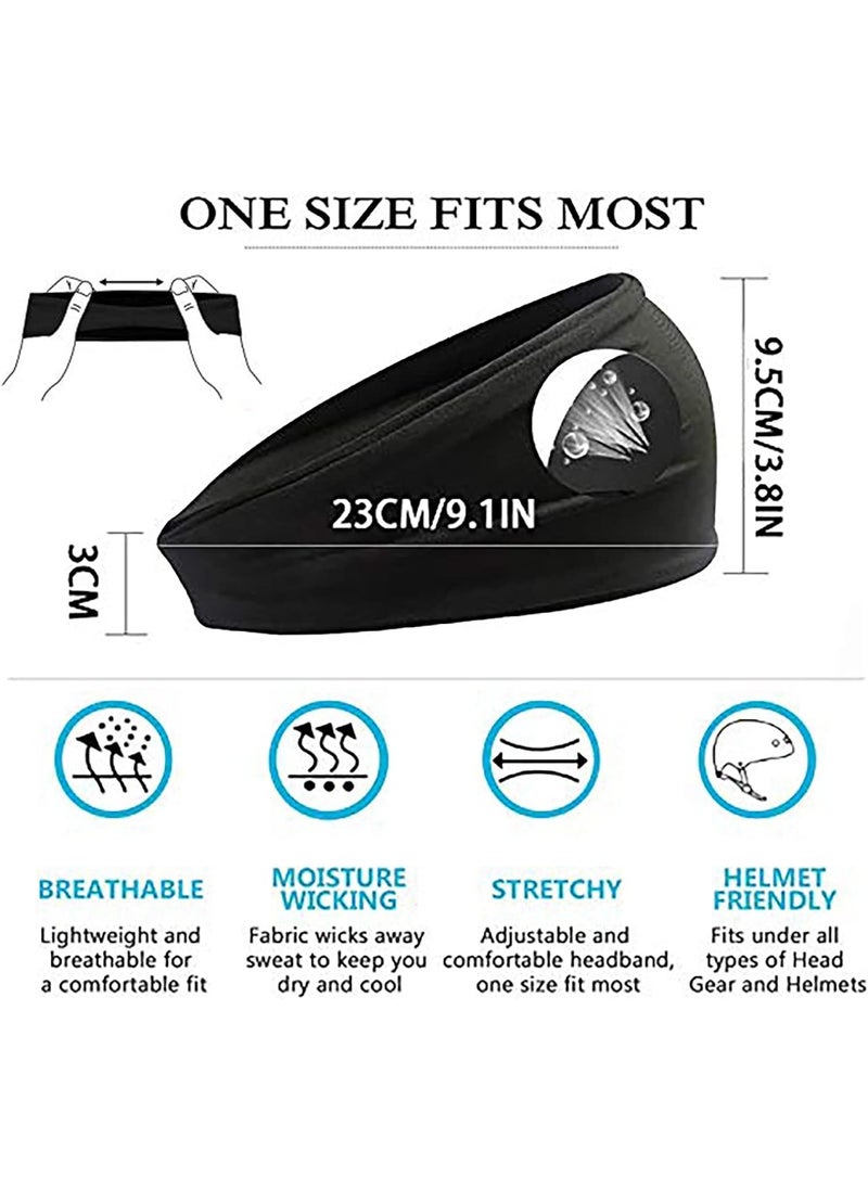 Goolsky 4 Pcs Headbands for Men & Women,Sport Workout Sweat Bands Headbands for Fitness,Running,Cycling,Travel, Moisture Wicking, Elastic Stretch(Black)  - Image 4