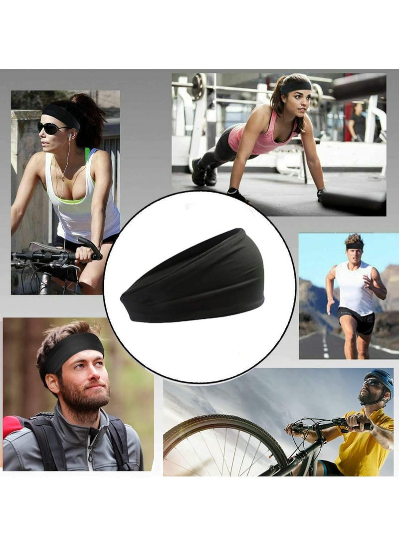 Goolsky 4 Pcs Headbands for Men & Women,Sport Workout Sweat Bands Headbands for Fitness,Running,Cycling,Travel, Moisture Wicking, Elastic Stretch(Black)  - Image 5