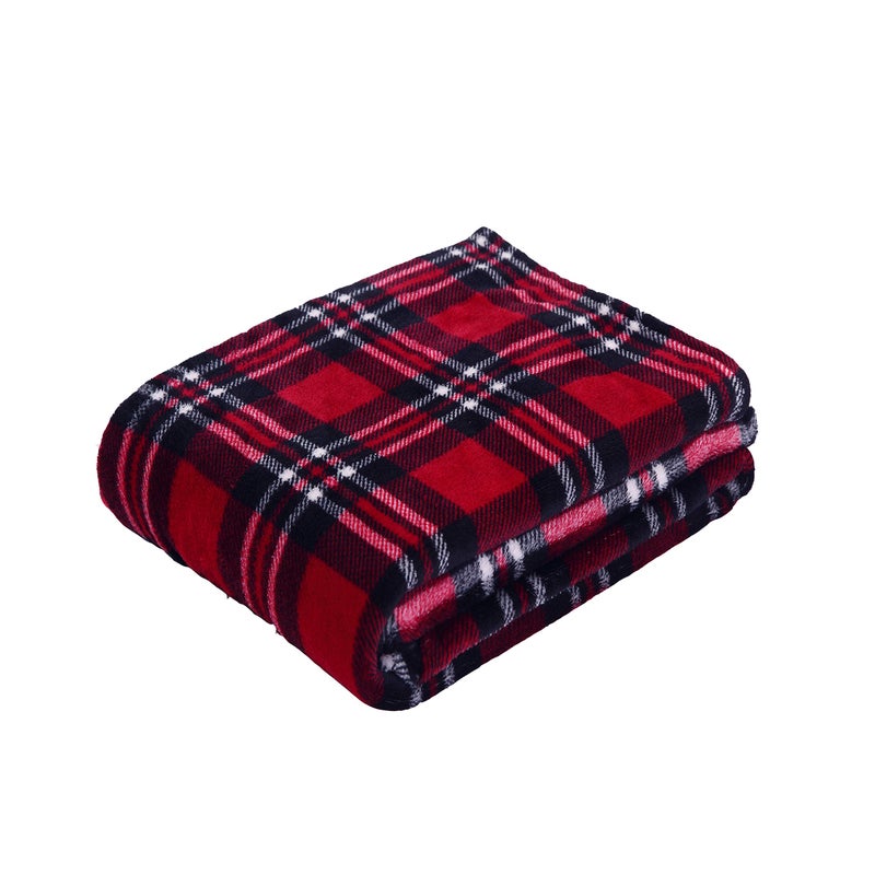 Valerian Elegant Comfort Velvet Touch Ultra Plush Christmas Holiday Printed Fleece Throw/Blanket-50 x 60inch, (Plaid) - Image 2