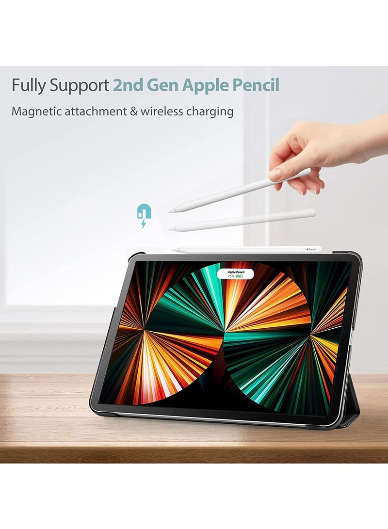 Procases iPad Pro 12.9 Case 2021 2020 2018, Slim Stand Hard Back Shell Smart Cover for iPad Pro 12.9" 5th Gen 2021/4th Gen 2020/3rd Gen 2018 -Black - Image 2