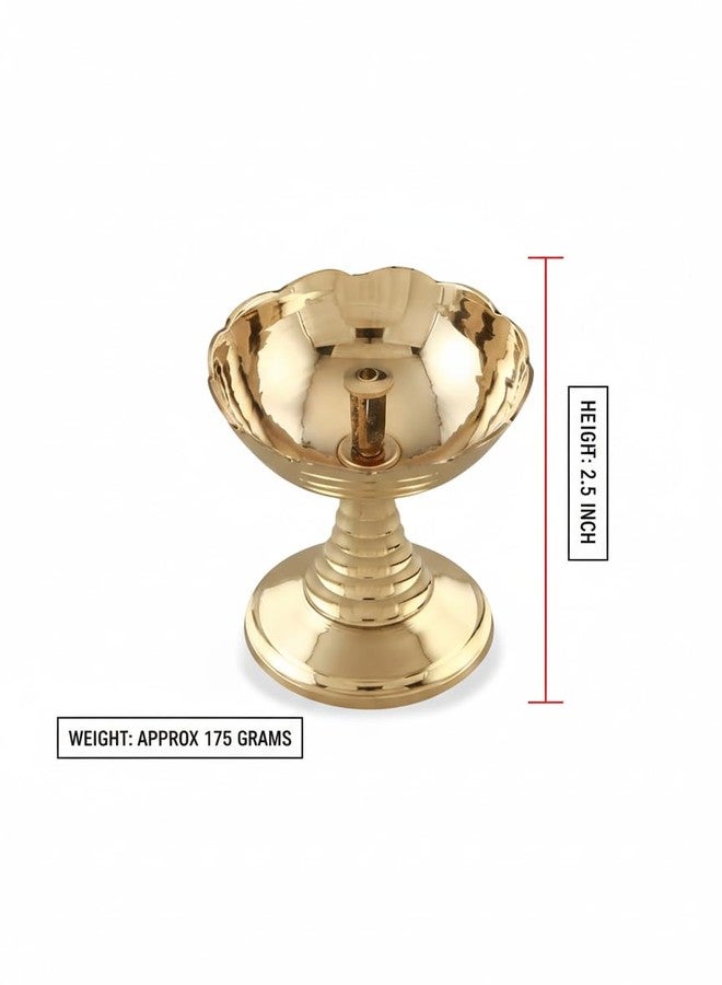 SACCH Traditional Brass Lotus Diya (Set of 2) | Handcrafted Small Pooja Diya & Oil Lamp | Flower Deepam for Mandir & Spiritual Lighting | Diwali Return Gifts & Religious Home Decoration - Image 2