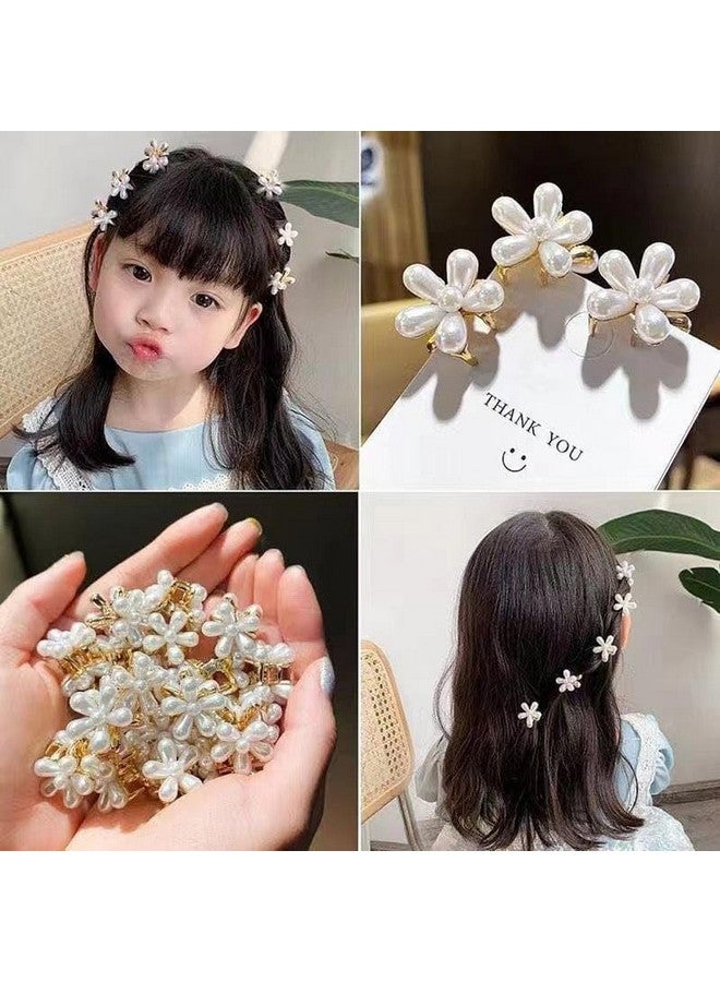SUN Ring SUNRING Mini Pearl Claw Clip, Retro Hair Clips with Daisy Flower, Sweet Artificial Clips Decorative Hair Accessories for Women Girls (Pack of 4, White) - Image 4