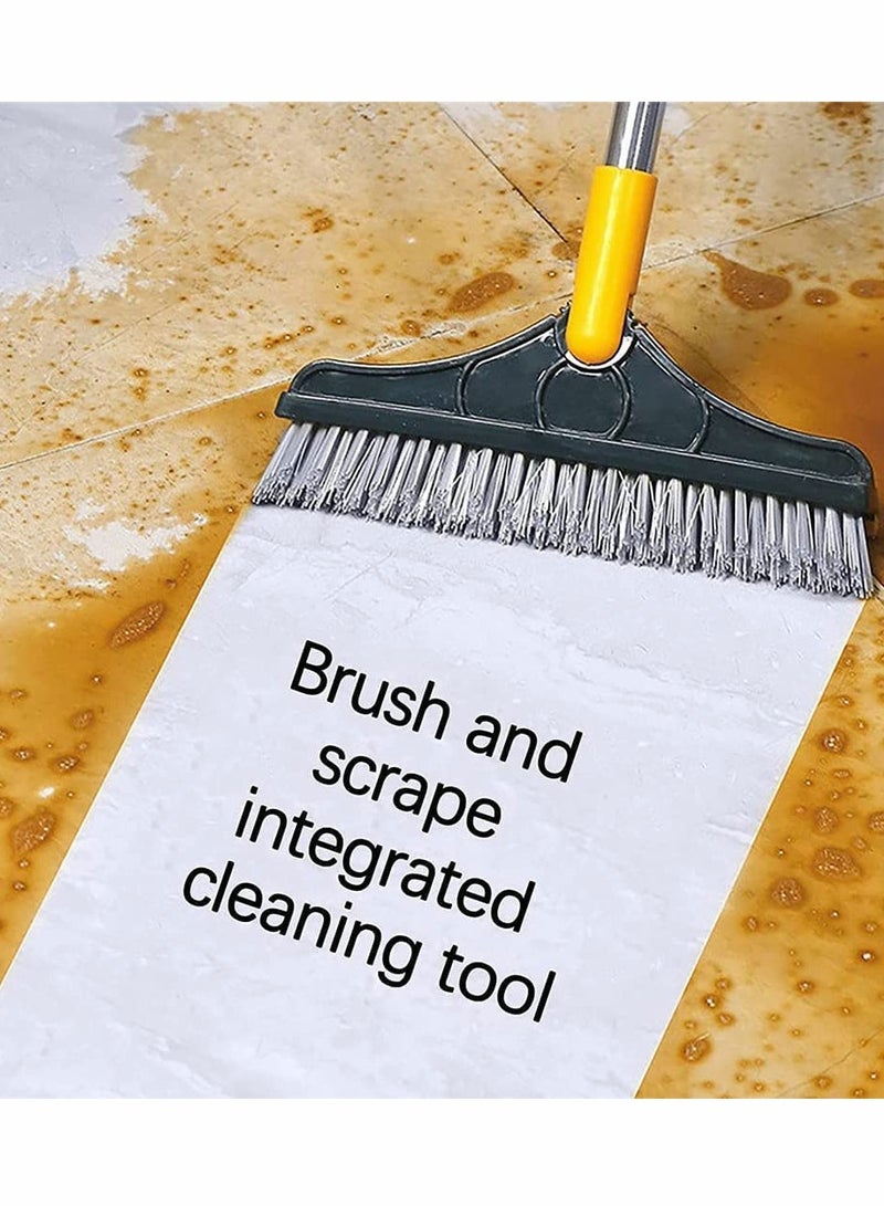 SYOSI Floor Brush, 2 in 1 Scrubber with Long Handle Grout Brush Scrape Stiff Bristle Cleaning Scrub Squeegee 120°Rotating Tile for Bathroom Glass Patio Kitchen (Green) - Image 3