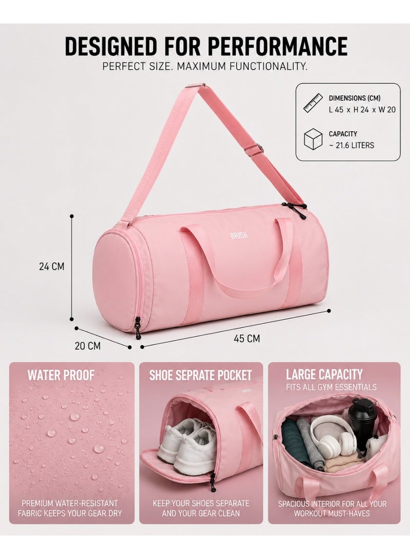 BRISK Stylish Waterproof Gym Bag – Large Sports Duffel With Shoe Pocket For Men & Women, Ideal For Travel & Workout - Image 2