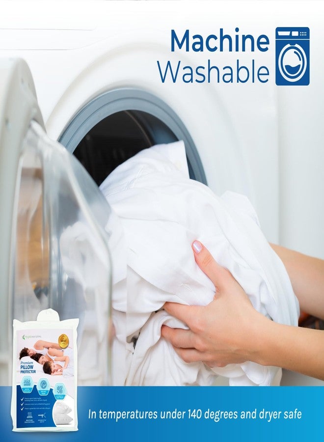 Hygea Natural Set of 2 Luxurious Pillow Protectors by Hygea Natural - Water Resistant, Soft Breathable Polyester Fabric, Easy to Clean - Premium Zippered Bed Bug Proof Pillow Covers - Dust & Allergen Proof (Standard Size) - Image 4