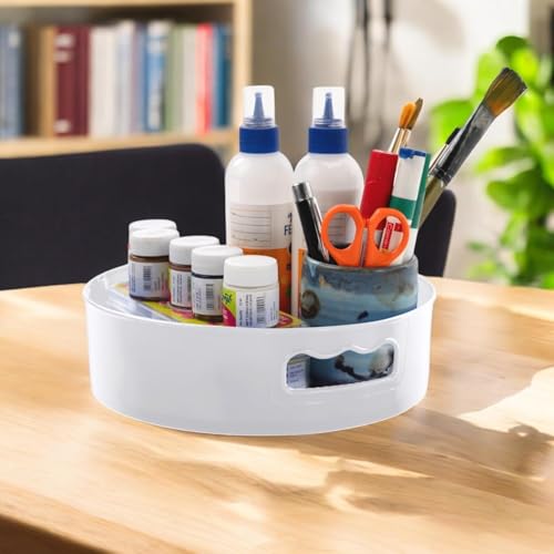 HomeWiz Multi-Purpose 360° Rotating Organizer Tray | Kitchen Accessories Items | Kitchen Organizer Rack | Kitchen Tools | Easy - Access Turntable for Spices, Storage & More | White - Image 2