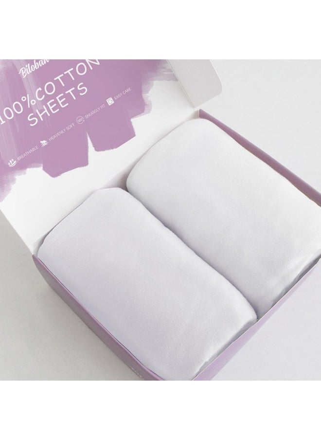 Biloban - 100% Cotton Bassinet Sheets Fit For Airclub, Amke 3 In 1 Bassinet, Newton And Bellababy Bassinet Bedside Sleeper, 2 Pack, Breathable And Soft Sheet For Baby, White - Image 1