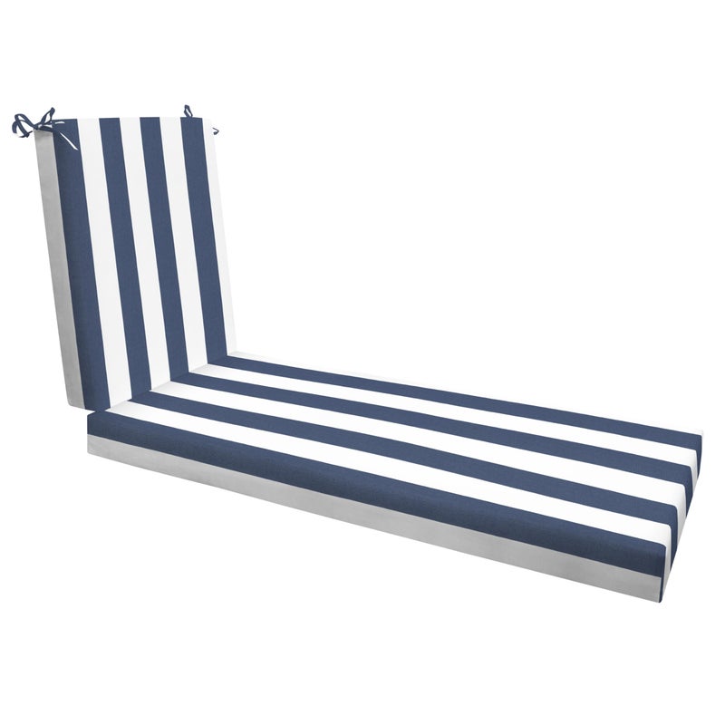 Honeycomb Outdoor Chaise Lounge 225 x 70 Cabana Stripe Blue  White Chair Cushion for Patio Furniture
