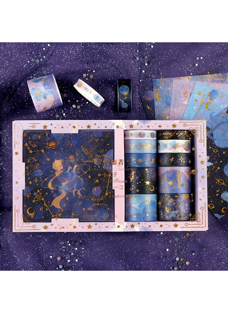 Generic Mayatra's Space Travel The Little Prince Masking Tapes Rolls With Decorative Masking Tapes For DIY Crafts Arts Best Return Gift (Multicolor) (10 Washi Tape Roll & 10 Stickers)  - Image 1