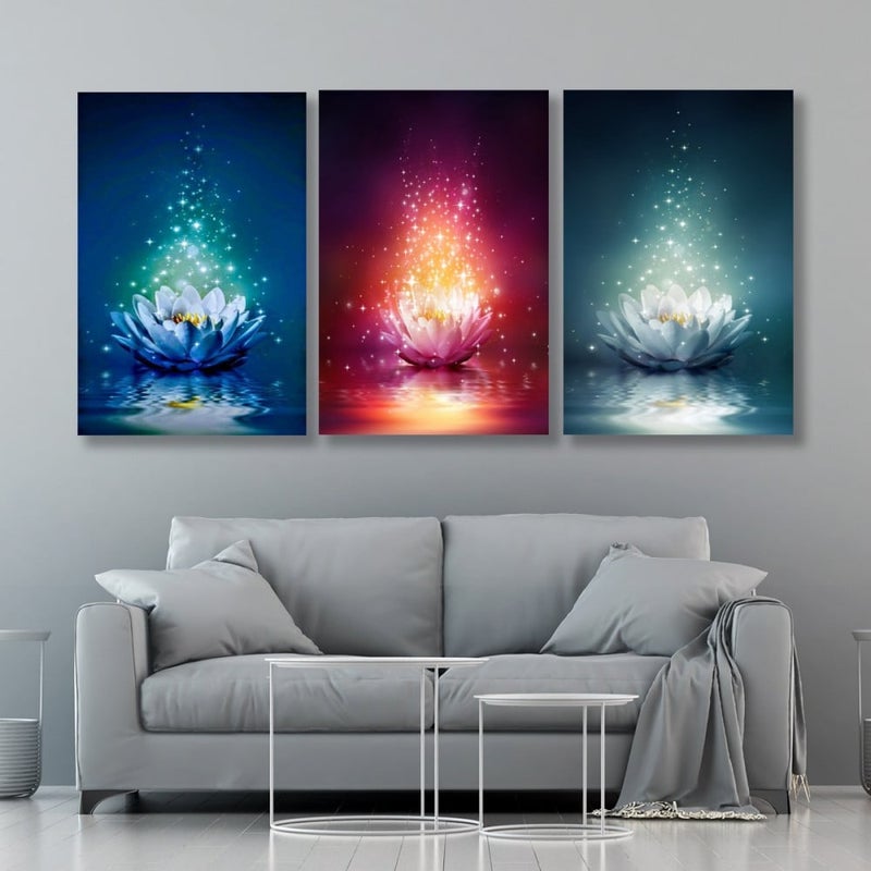 Marktna Three modern-designed canvas panels with a hollow frame, measuring (90×40), three pieces - Image 1