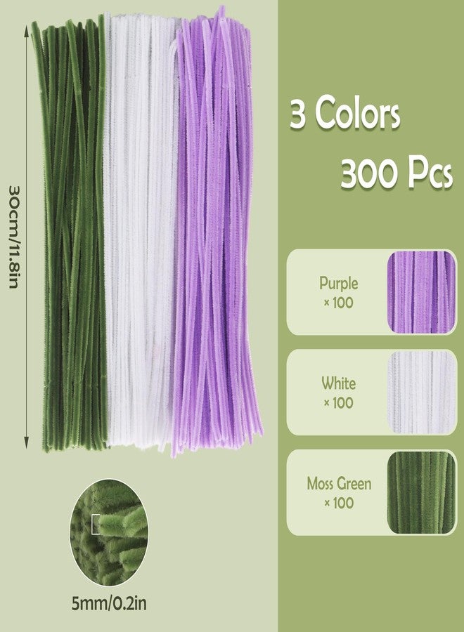 Huiguli 300 Pieces Pipe Cleaners Flower Kit, 3 Color Pipe Cleaners Crafts Bulk for DIY Tulip Bouquet, 11.8 inch Chenille Stems Flower Making Kit with Floral Tape and Stems - Image 2
